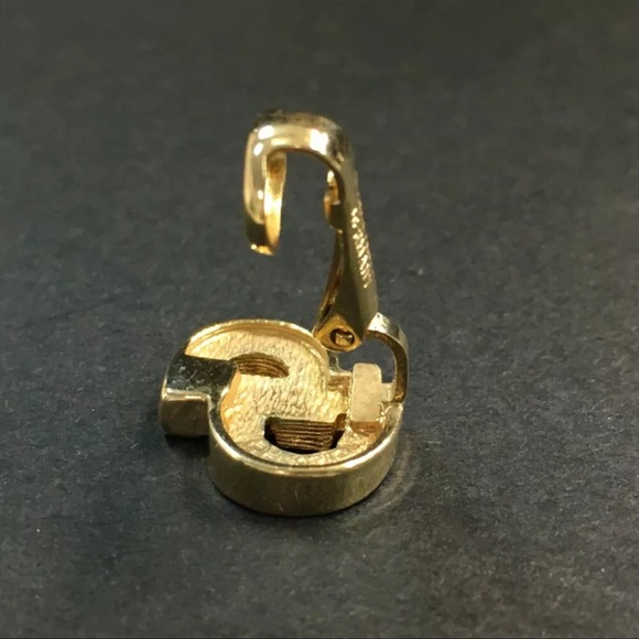 AUTH Christian Dior CD Logo Rhinestone Earrings Gold - Picture 5 of 7